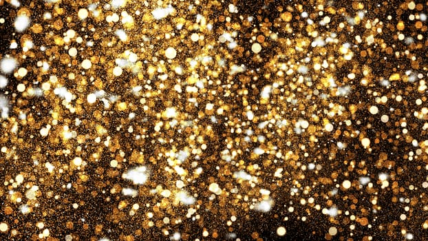 Abstract bokeh background. Gold backdrop. 3D rendered