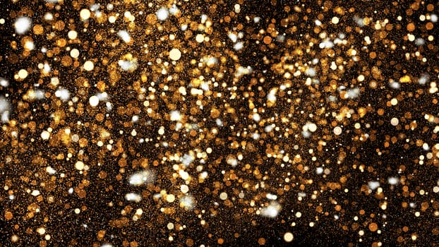 Abstract bokeh background. Gold backdrop. 3D rendered