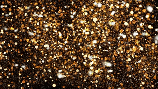 Abstract bokeh background. Gold backdrop. 3D rendered