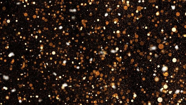 Abstract bokeh background. Gold backdrop. 3D rendered