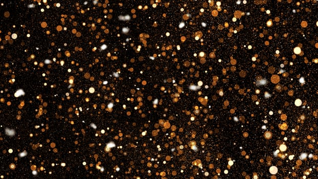 Abstract bokeh background. Gold backdrop. 3D rendered