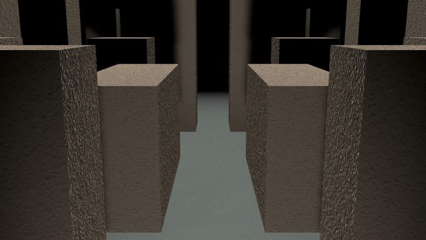 Entrance to the stone maze. 3D rendered