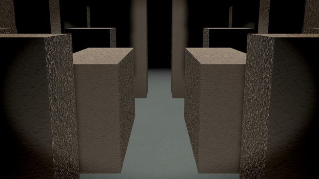 Entrance to the stone maze. 3D rendered
