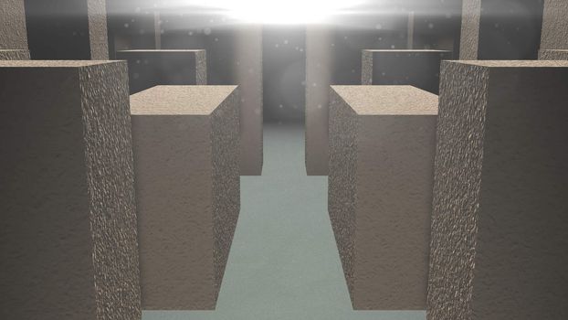 Entrance to the stone maze. 3D rendered