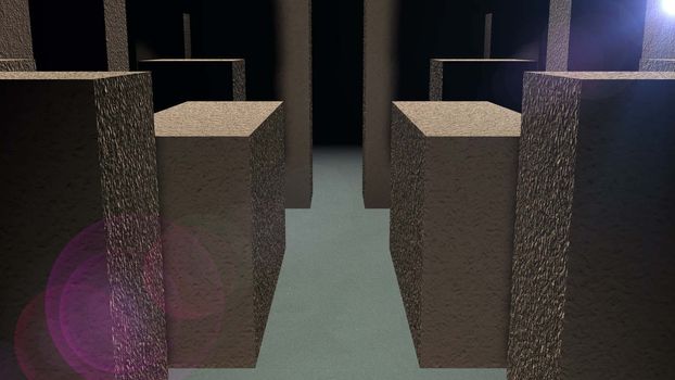 Entrance to the stone maze. 3D rendered
