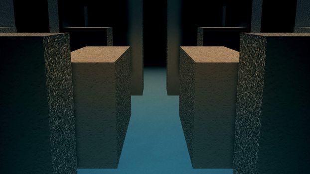 Entrance to the stone maze. 3D rendered