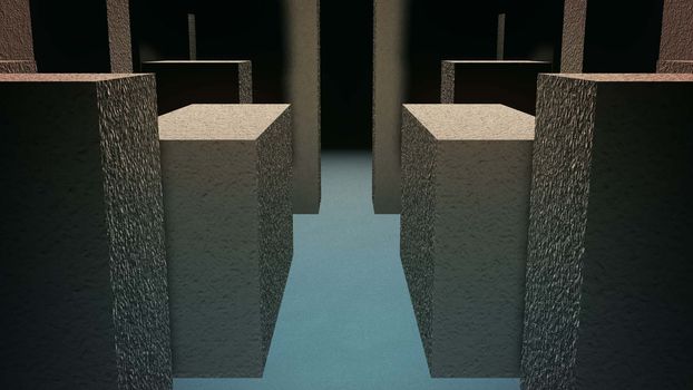 Entrance to the stone maze. 3D rendered
