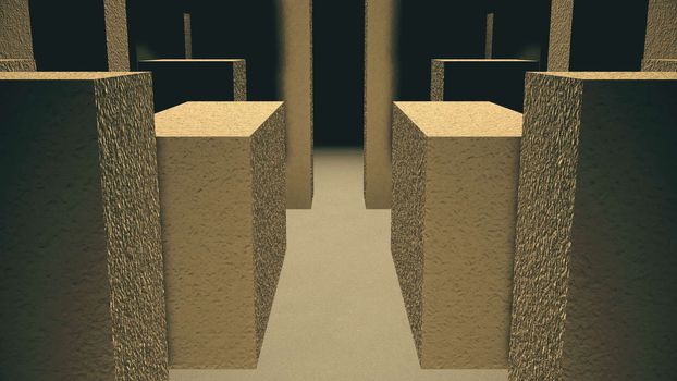 Entrance to the stone maze. 3D rendered