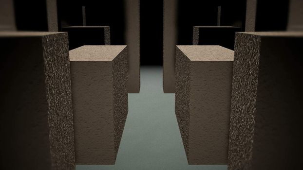 Entrance to the stone maze. 3D rendered