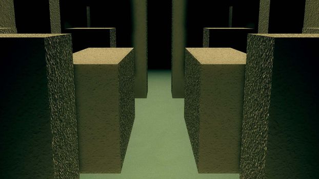 Entrance to the stone maze. 3D rendered
