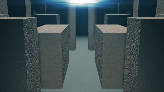 Entrance to the stone maze. 3D rendered