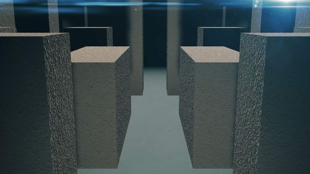 Entrance to the stone maze. 3D rendered