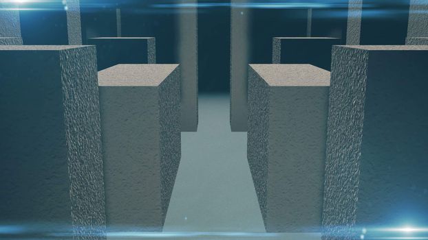 Entrance to the stone maze. 3D rendered