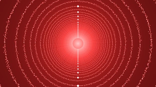 The particles form a round tunnel. 3D rendered