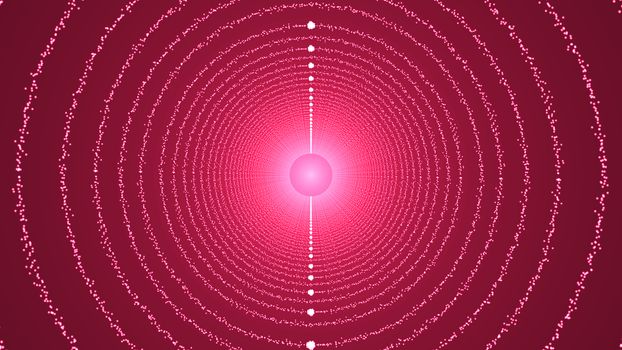 The particles form a round tunnel. 3D rendered