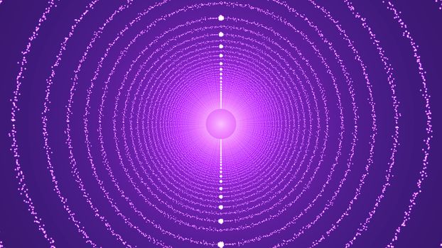 The particles form a round tunnel. 3D rendered