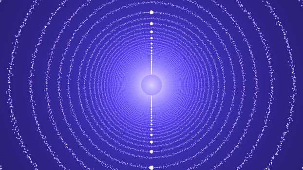 The particles form a round tunnel. 3D rendered