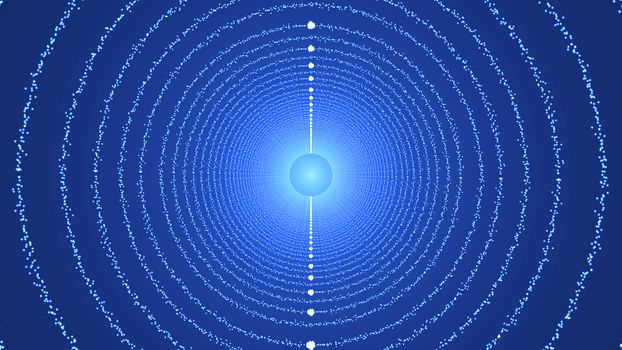 The particles form a round tunnel. 3D rendered
