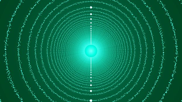 The particles form a round tunnel. 3D rendered