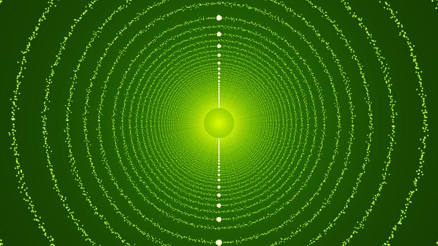 The particles form a round tunnel. 3D rendered