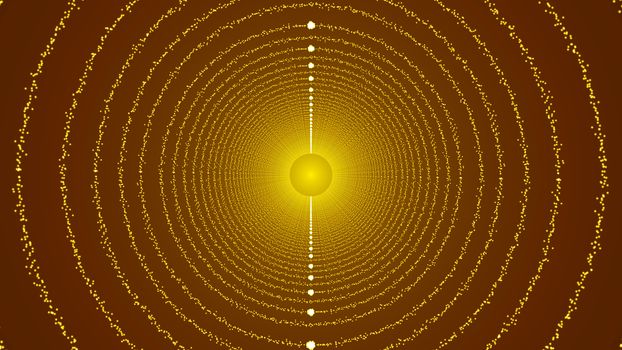 The particles form a round tunnel. 3D rendered