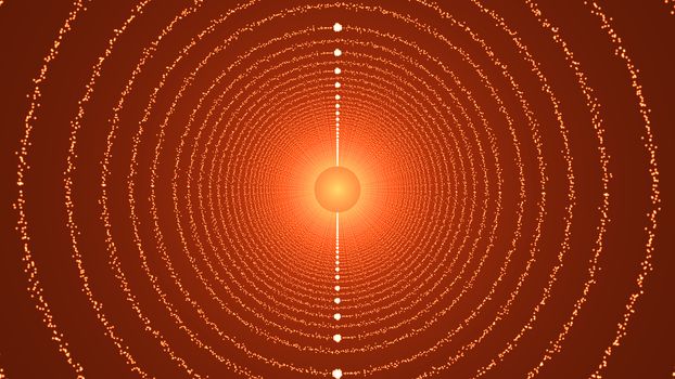 The particles form a round tunnel. 3D rendered