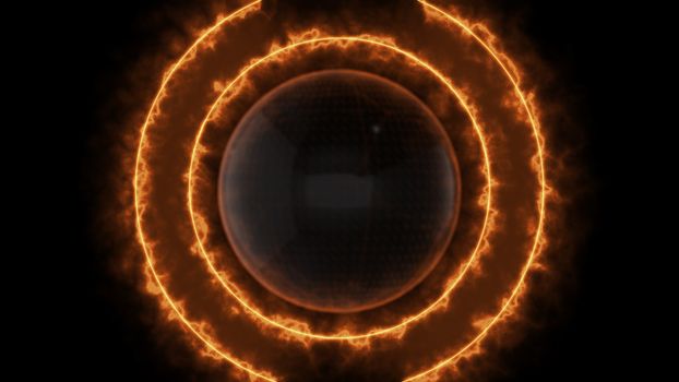 Technology sphere background with circle energy lines. 3D rendered