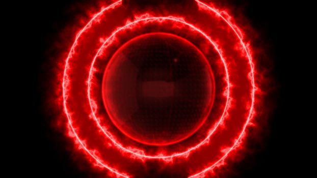 Technology sphere background with circle energy lines. 3D rendered