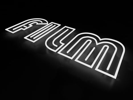 Film neon 3d render illustration sign isolated on black background
