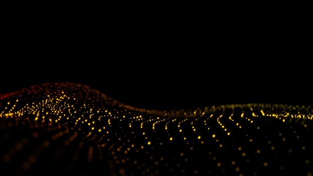 Gold sparkling particles wave background. Glittering effect