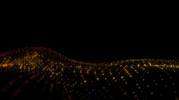 Gold sparkling particles wave background. Glittering effect