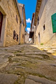 Town of Hum old cobbled street view, region of Istria, Croatia