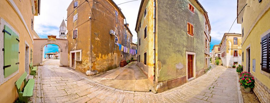 Town of Visnjan old stone street panoramic view, region of Istria, Croatia