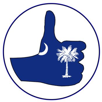 South Carolina Flag hand giving the thumbs up sign all over a white background