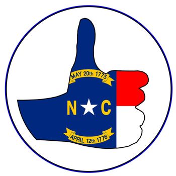 North Carolina Flag hand giving the thumbs up sign all over a white background