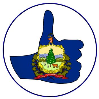 Vermont Flag hand giving the thumbs up sign all over a white background