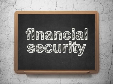 Protection concept: text Financial Security on Black chalkboard on grunge wall background, 3D rendering