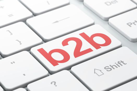 Business concept: computer keyboard with word B2b, selected focus on enter button background, 3D rendering