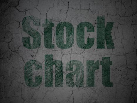 Business concept: Green Stock Chart on grunge textured concrete wall background