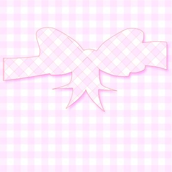 A gingham background with a bow in gingham silhouette