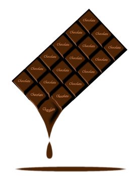 A typical bar of dark Chocolate maelting as a background