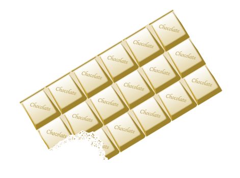 A typical bar of white Chocolate with bite as a background