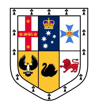 The coat of arms escutcheon shield of the Australian coat of arms