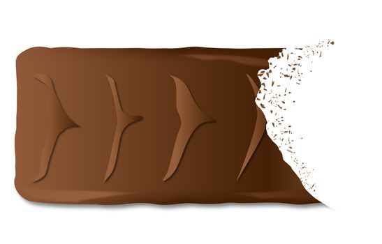 A typical chocolate biscuit with a bite mark