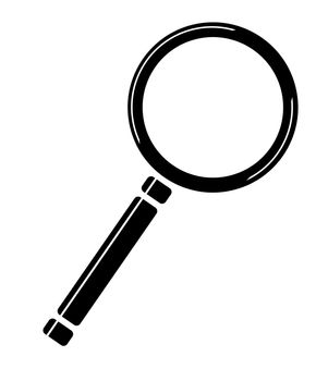 A cartoon style magnifying glass over a white background