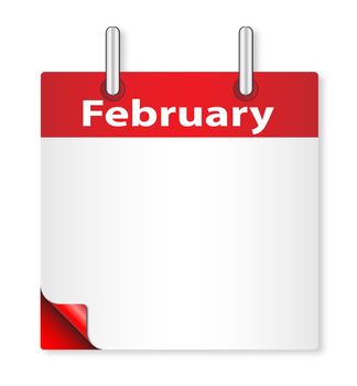 A calender date offering a blank February page over white