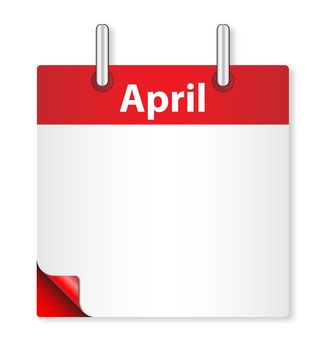 A calender date offering a blank April page over white