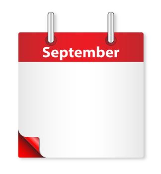 A calender date offering a blank September page over white