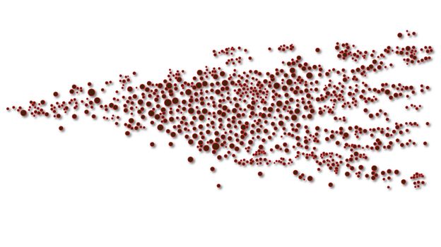 An explosion of dark dots over a white background