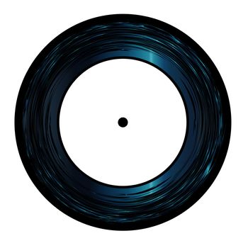 Typical 45 Seven Inch Vinyl record with white label over a white background